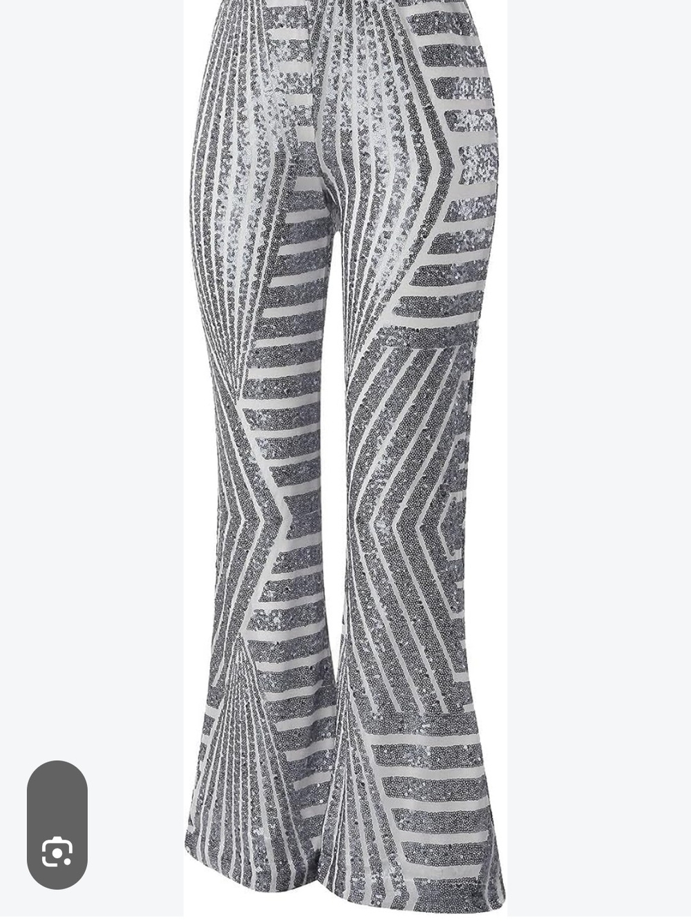 High-Rise Silver Geo Sequin Flare Pants